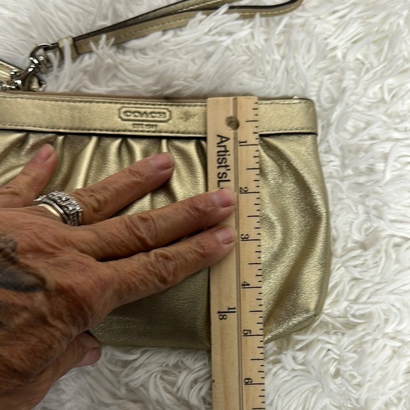 Coach Gold Pleated Wristlet Clutch - Picture 9 of 12